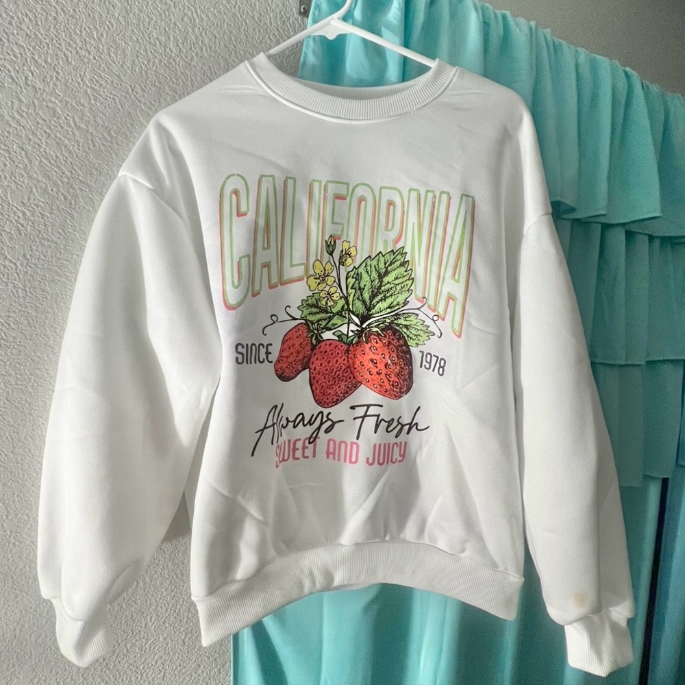 white california strawberry sweatshirt
